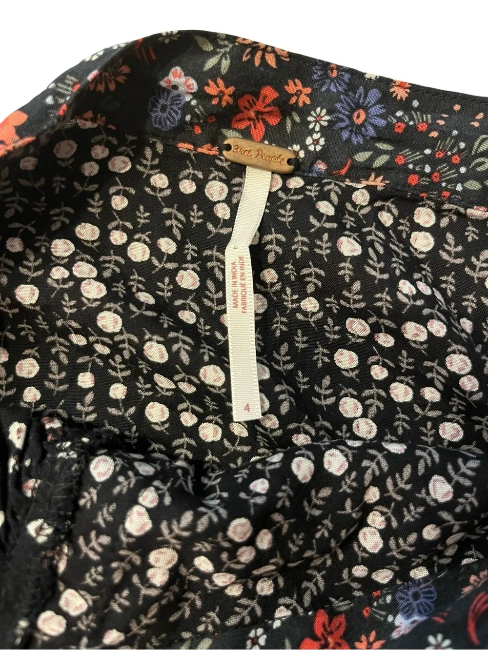 Free People Esmeralda Printed Skirt Floral Wrap Maxi Skirt with Gold Trim Sz 4